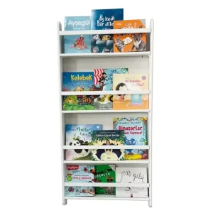 Customization Montessori White Wooden Kids Wall Mounted Detachable Book Racks Four Layers Bolt Inserting Installation for Books
