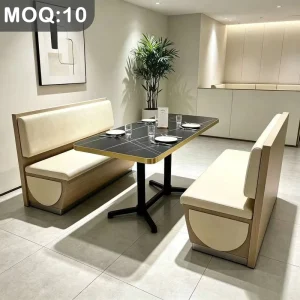Customization OEM ODM Foldable Luxury Stone Metal Table Wood Leather Booth Set 4 Seater Dining Booth Chair for bar Restaurant