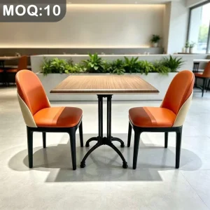Customization OEM ODM Foldablel Leather Upholstered Dining Chairs 4 Seats Walnut Wood Meta Table Set for Restaurant Bar