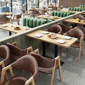 Customize Color Juice Coffee Restaurant Shop Wood Table Set 4 Dining Chairs Booth CY186