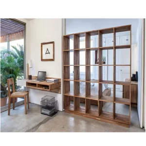 Customize Solid Wood FJ Oak Wood Bookcase Storage Rack for Living Room