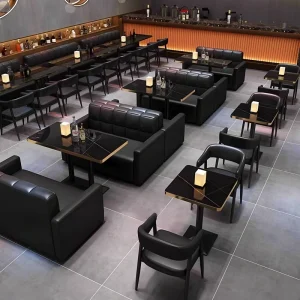 Customize bar Furniture Set Nightclub Black Leather Sofas bar Led Cube Table Club Hookah Lounge Furniture Set