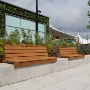 Customized 3 Seater Modern Bench Seat with Metal Backrest Street Furniture for Outdoor Parks and Seaside for Patios