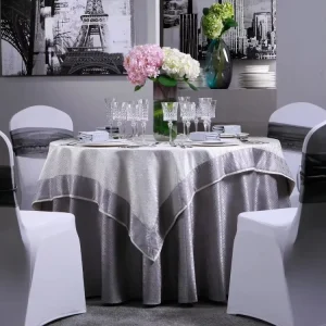 Customized 300cm Hotel Luxurious Restaurant White Polyester Dining Set Table Cloth for Dining Table Hotel Use