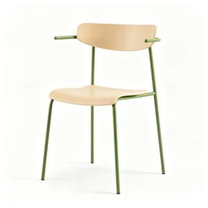 Customized Arm Bar Length Factory Stackable Wood Grain Two Tone PP Dining Chair for Resort Tea Shop Renovation Project