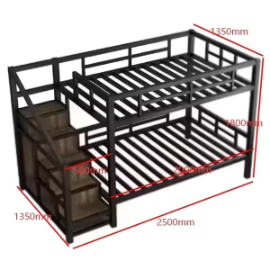 Customized Black Modern Durable Metal Step Ladder Bunk Bed for Hotel and School Use Supporting OEM ODM Customization