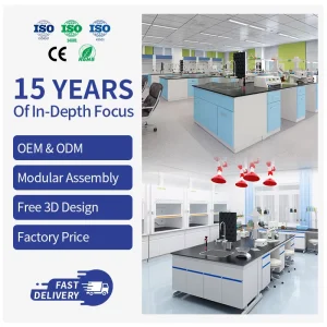 Customized Central Lab Bench Hexagon Long Frame Multi Seater ESD Anti Static Industrial Experiment Station