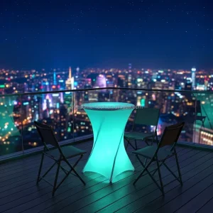 Customized Circular Camping Table Portable Illuminated Bar Table Activity Cocktail Table Foldable Table