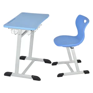 Customized Classroom Study Furniture CE Certified Modern Strong Metal Frame with Drawer Single Student Desk and Chair Set
