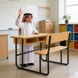 Customized Color Furniture Training Classroom Steel Plastic Primary School Study Double Seats School Tables and Chairs Sets