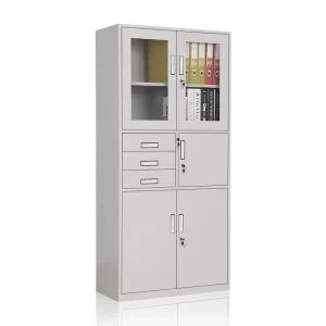 Customized Commercial Fireproof Foldable Steel Storage Filing Cabinet with Lockable Glass Doors