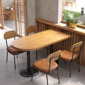 Customized Commercial Modern Luxury Wooden PU Leather Dining Table and Chair Set for Villa and Restaurant
