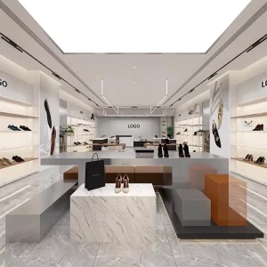 Customized Design Entire Store Boutique Wooden Metal Commercial Women’s Shoe and Bag Store Furniture