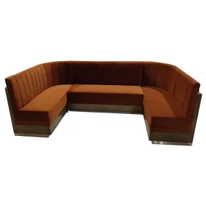 Customized Dimension Modern Wood Velvet Sofa Booth Seating for Commercial Restaurants Villa and School Use
