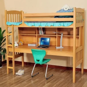 Customized Dormitory Furniture Solid Wood Bunk Bed with Desk