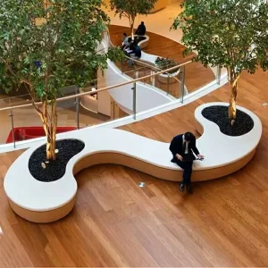 Customized Durable Modern Commercial Fiberglass Lounge Chairs and Outdoor Bench Seat with Saber Legs for Parks Gyms Schools