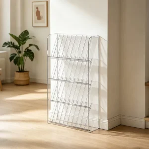 Customized Eco Friendly Modern Floor Acrylic Newspaper and Magazine Display Rack with A4 Storage Design