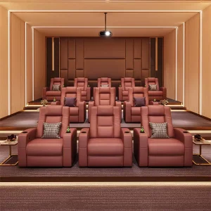 Customized Home Cinema Sofa Leather Recliner Chair Reclining Seat Theater Seating With Console for Private Theatre Furniture