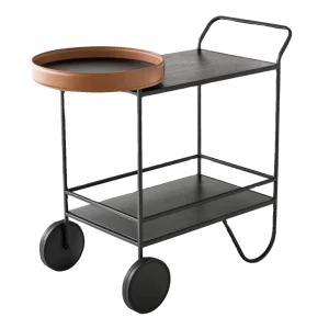 Customized Iron Trolley Quality Wooden Cart with Wheels for Hotels
