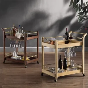 Customized Iron and Wood Trolley with Wheels for Hotels and Bars