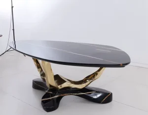 Customized Irregular Coffee Table Combining Marble and Brass Artistic Decorative Furniture with Unique Creativity