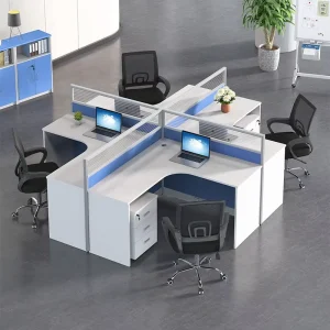 Customized L Shaped Modular Office Furniture Staff Table Screen Partition Staff Workstation Partitioned Cubicle with Cabinet