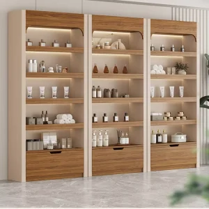 Customized LED Lighting Multi-layer Wooden Display Showcase Cabinet