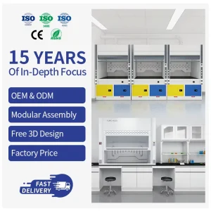 Customized Laboratory Ducted Fume Cupboard Multifunctional Air Velocity Adjustable for Academic Research Institute
