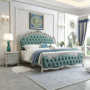 Customized Latest Products European Style Classic King Size Bedroom Set Wooden Craving Villa Bedroom Sets