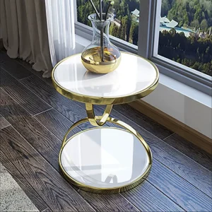 Customized Light Luxury Coffee Table Black Glass Mirror Corner Metal Living Room Furniture