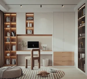 Customized Luxury Decorative Particleboard Bookcase Cream White Door Bookcase Cabinet for Children Living Room