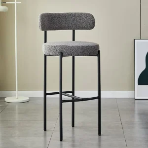 Customized Luxury Modern Fabric Upholstered Metal Frame Commercial Use Durable Steady Bar Chair Stool for Home Bar & Dining