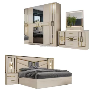 Customized Luxury Modern MDF Wood Leather Bedroom Set King Queen Size Bed Storage Extendable 5+ Drawers 5 Year Home Furniture