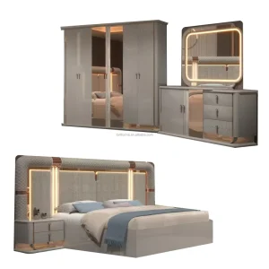 Customized Luxury Modern Wooden Bedroom Set Extendable Storage Bed King/Queen Size Apartment Friendly Hotel Villa Furniture 5+