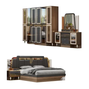 Customized Luxury Modern Wooden Bedroom Set King Queen Size Bed Storage for Home Hotel Farmhouse Style Bedroom Furniture