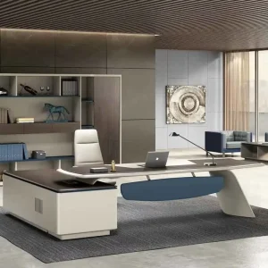 Customized Luxury Solid Wood Convertible Executive Office Desk for Boss CEO Modern Design