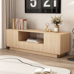 Customized MDF Curved TV Cabinet Modern Design Eco Friendly Features Floor Ceiling Rounded Corners TV Stand for Living Room