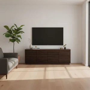 Customized MDF with Groove TV Cabinet to Sliding Door Movable Layer Board for Multimedia Storage Cabinet in Living Room