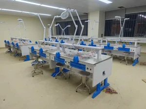 Customized Metal Dental Lab Workbench Table with Sink for Dental Clinic School Hospital Use