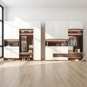 Customized Minimalist Shoe Cabinet Open Partition Classified Shoe Rack with Independent Hanging Pole Household Furniture