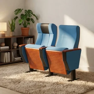 Customized Modern Aluminum Foldable Durable Comfort Auditorium Church Chairs Upholstered Outdoor Theater Living Room