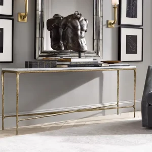 Customized Modern America Style Living Room Metal Console Table Indoor French Country Entryway Table with Marble