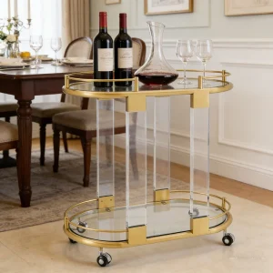Customized Modern Clear Acrylic Hotel Restaurant Trolley 750x432x775mm YM F0230 for Commercial Use