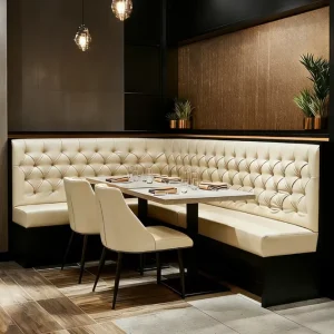 Customized Modern Coffee Shop Restaurant Furniture Set Leather Booth Sofa Seating Sintered Stone Restaurant Table and Chair Sets