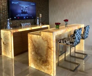 Customized Modern Commercial Hotel Solid Surface LED Music Bar Counter with Marble Design Free Design English Pub