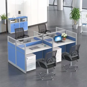 Customized Modern E Shaped Modular Office Furniture Staff Computer Desk Screen Partition Staff Workstation for 2 People
