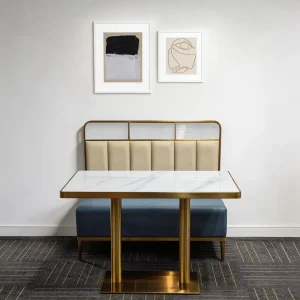 Customized Modern Golden Restaurant Bench Seating Dining Hotel Cafe Leather Sofa Set