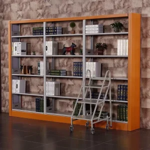 Customized Modern Grey Wood Metal Bookshelf Living Room Home Office School Hotel Furniture