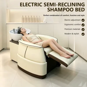 Customized Modern Hair Washing Station Barber Shop Beauty Salon Equipment Electric Shampoo Chair Ceramic Shampoo Bowl Hair Salon