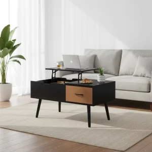 Customized Modern Lift Top Foldable Coffee Table Living Room Wooden Center Table Large Storage Shelf Drawer Hidden Compartment